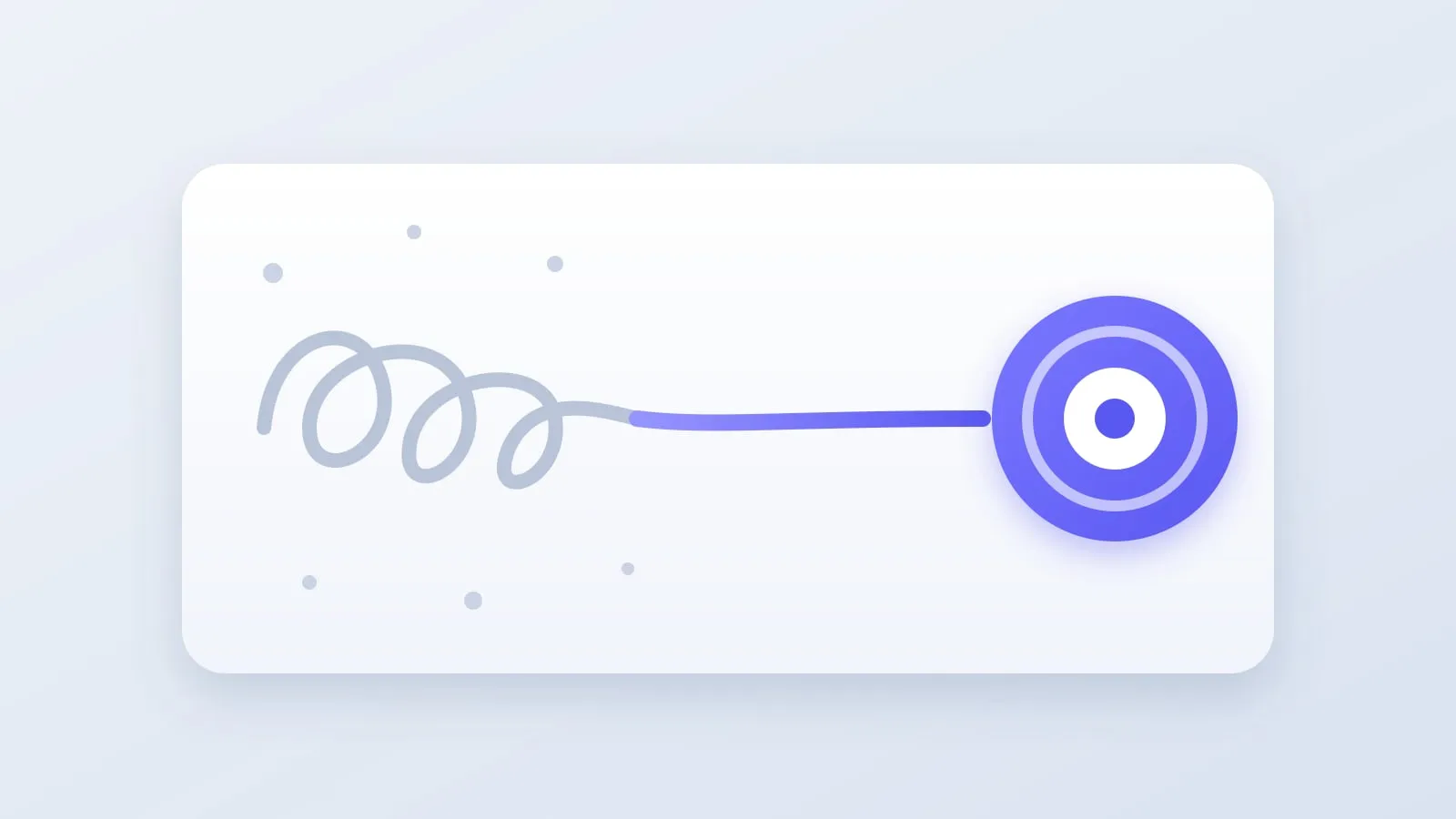 Illustration of a tangled scribble that straightens into a single line and reaches a target, representing ADHD, focus, and quitting porn.