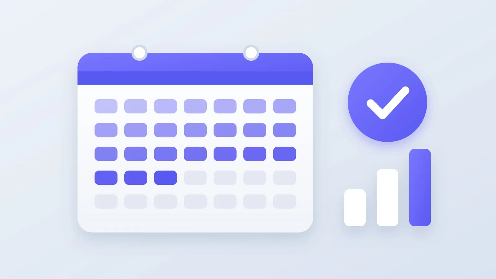 Illustration of a calendar with a growing streak of filled-in days, a check mark, and rising bars, representing the weeks it takes to quit porn.